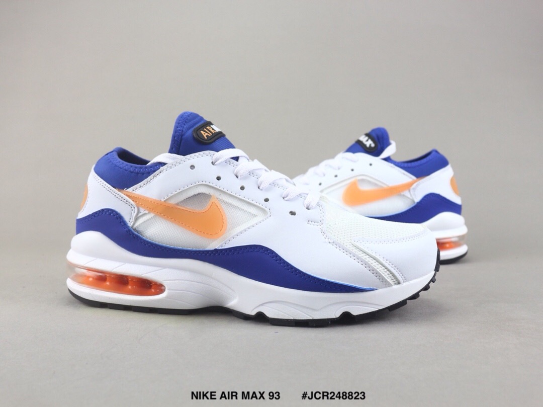 Men Nike Air Max 93 White Orange Blue Running Shoes